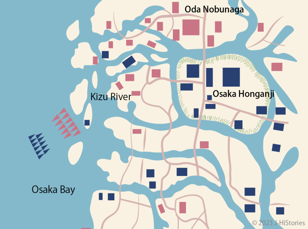 Ishiyama War Map formation map occured between Honganji Temple and Oda Nobunaga