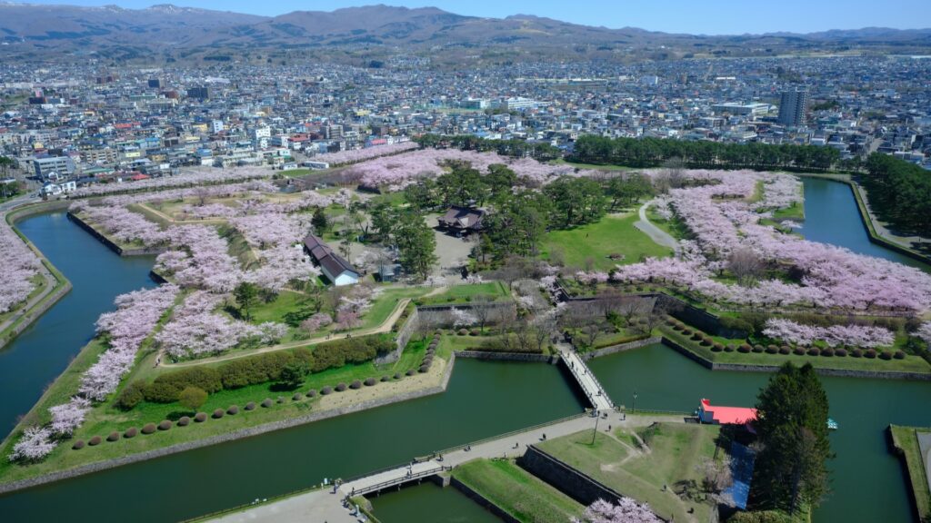 Goryokaku fort in spring, five-point fort in Hakodate_函館　五稜郭