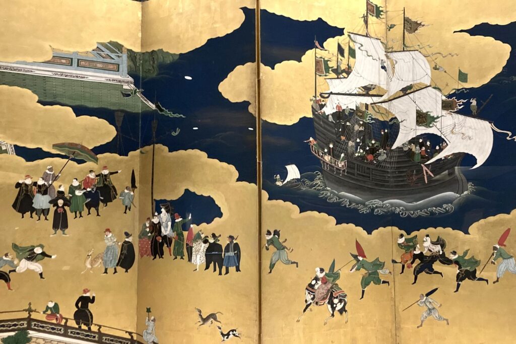 Namban Screen created by Kano Naizen_南蛮貿易を描いた屏風絵