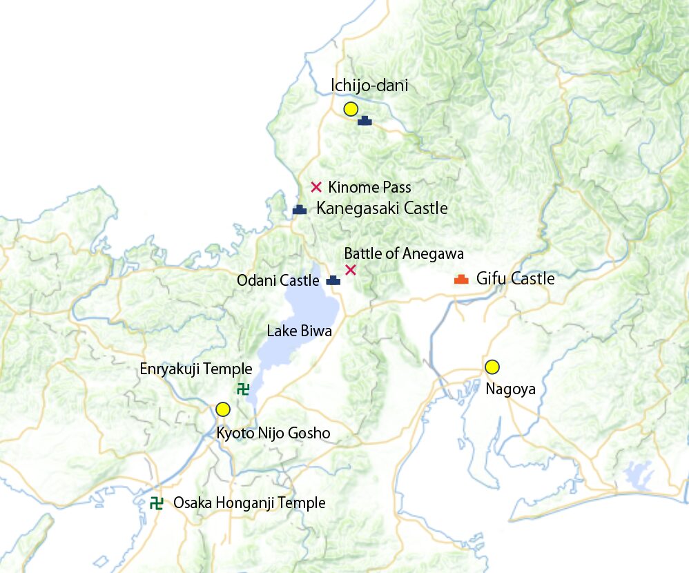 A map of Ichijodani and its Conflict Forces